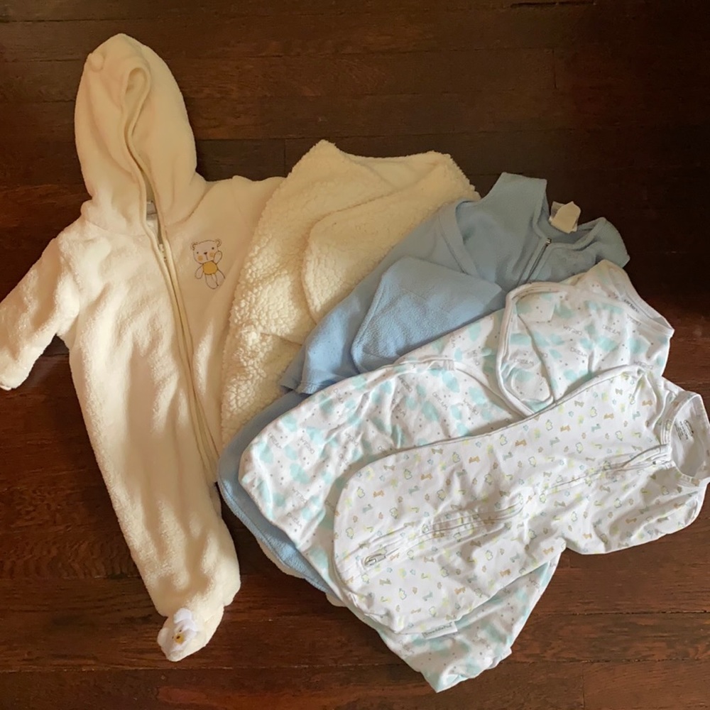Infant Swaddle and snow suit bundle